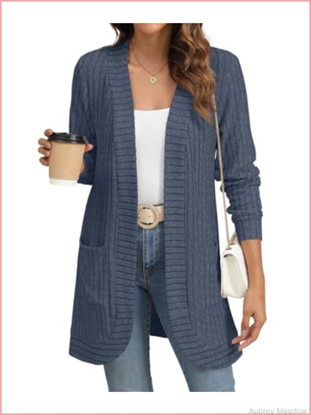 Open Front Cardigan Sweater with Pockets Long Sleeve Lightweight Knit